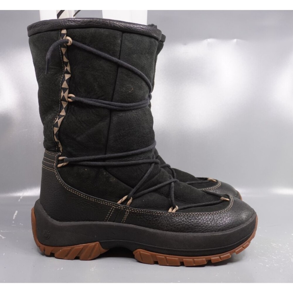 ULU Black Leather/Suede Crow Shearling Winter Waterproof Boots Womens Sz 11